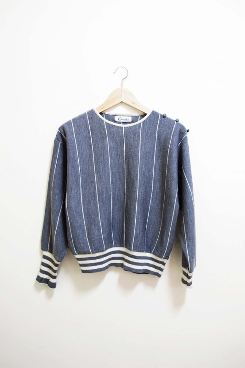 【Wahr】維納斯線條薄衫 - Women's Sweaters - Other Materials Blue
