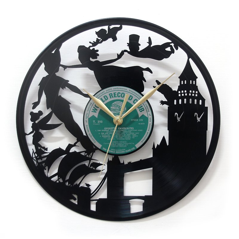 黑膠時鐘 彼得潘 PeterPan - 時鐘/鬧鐘 - 其他材質 黑色