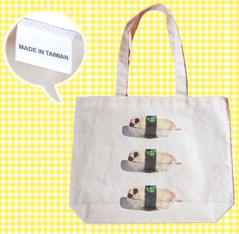 [ YONG ] Sushi Yong Canvas Tote - ショルダーバッグ - コットン・麻 ホワイト