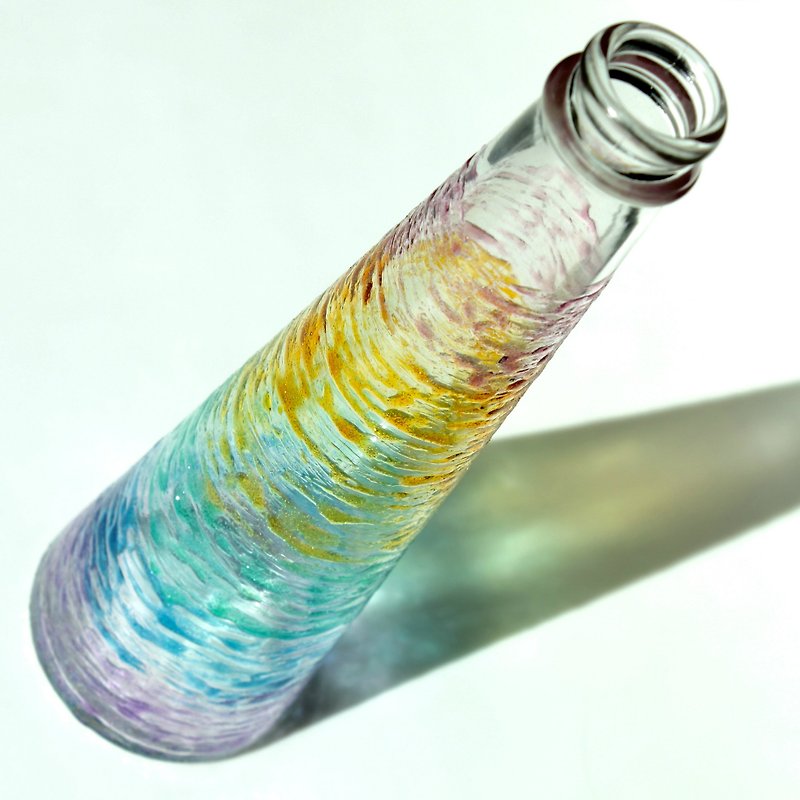 Dreamy Pastel Colour Art Glass Vase・Painted Decorative Bottle - Items for Display - Glass Multicolor