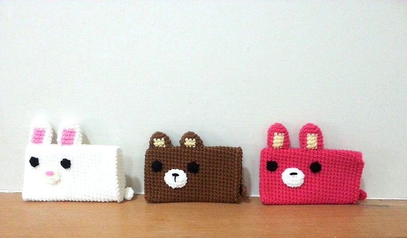 【Knitting】動物森林卡套-愛桃花的粉紅兔 - 證件套/識別證套 - 其他材質 粉紅色