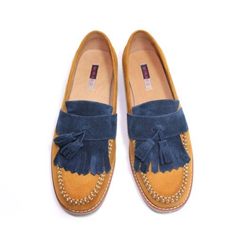 Classic Vintage Moccasin Tassel Loafers M1109A LandBlue - Women's Oxford Shoes - Cotton & Hemp Multicolor