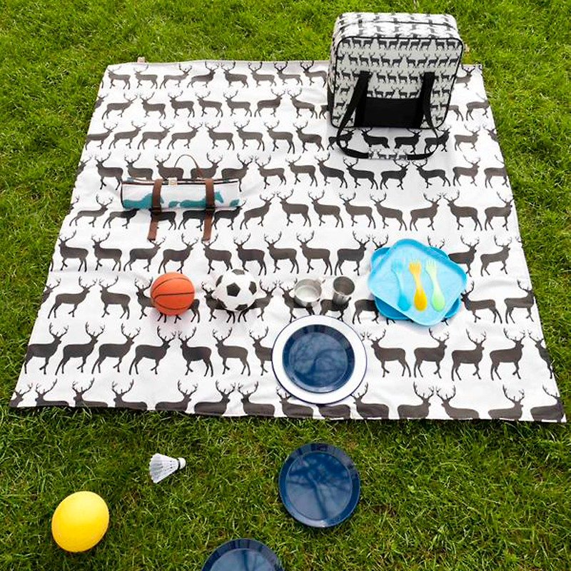 鹿のピクニックマットキス - クールな黒 "英国のアノラックホット屋外」をプレイ - キャンプ・ピクニック - 防水素材 ブラック
