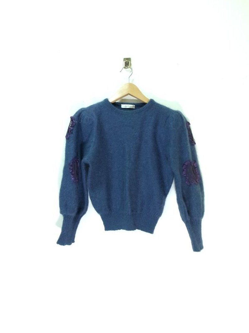 Gray-blue mohair sweater Lace - Women's Sweaters - Other Materials Green