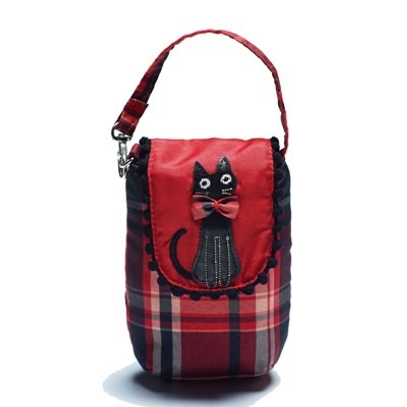 Noafamily, Check Cat Bowknot Cat Anti-theft Phone Bag_R (A599-R) - Phone Cases - Thread Red