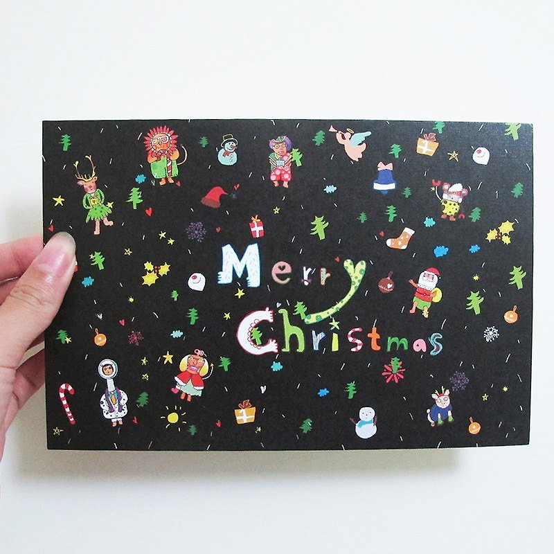 メリークリスマス 暖かさ クリスマスChristmas Card - カード・はがき - 紙 ブラック
