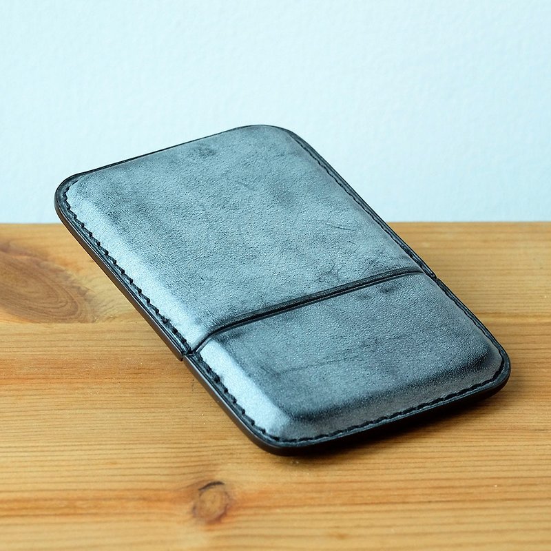 isni  elegant card case / business card case / handmade leather - ที่เก็บนามบัตร - หนังแท้ สีดำ