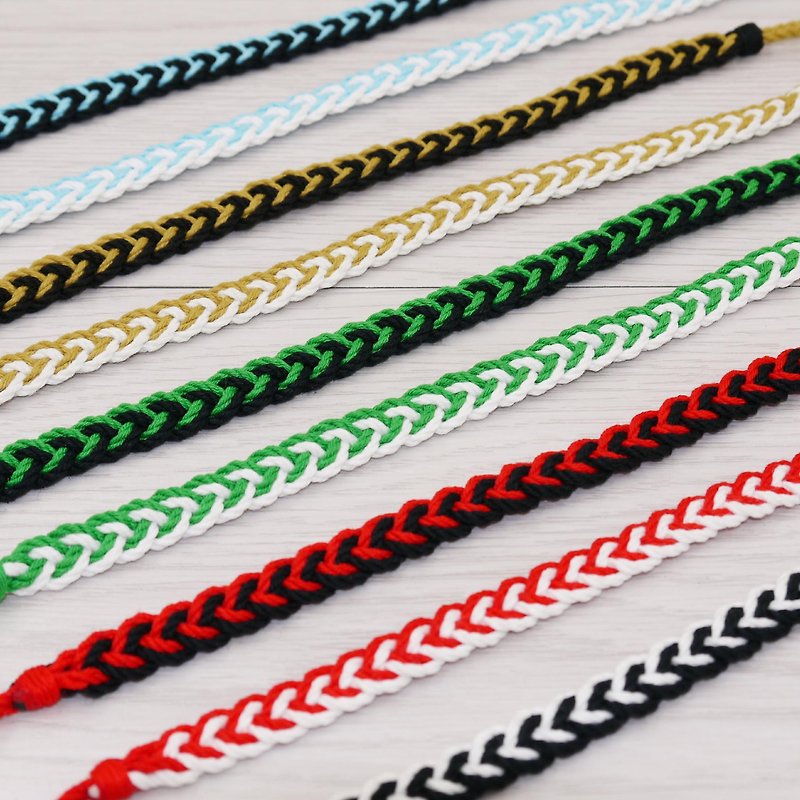 Puffy Candy-Purely hand-woven lucky bracelet surfing anklet anklet M (cotton six-strand braid) - สร้อยข้อมือ - ผ้าฝ้าย/ผ้าลินิน 