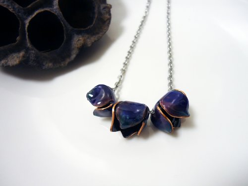 Aliko Chen Jewelry 【Lily of the Valley】鈴蘭琺瑯項鍊(紫色)