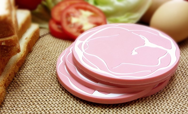 Let's have breakfast! Ham shaped coasters - Coasters - Silicone Pink