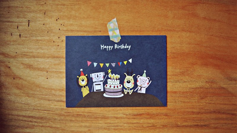 Birthday wish postcard - การ์ด/โปสการ์ด - กระดาษ สีน้ำเงิน