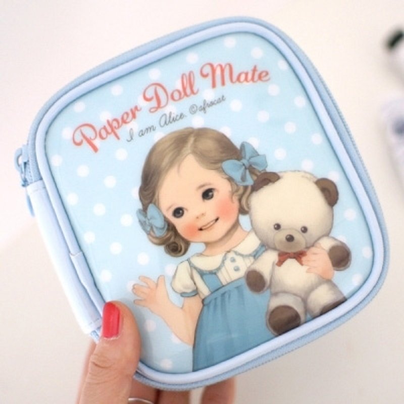 韓國 Afrocat paper doll mate make-up pouch small 化妝包 方形 防水 - 化妝包/收納袋 - 其他材質 