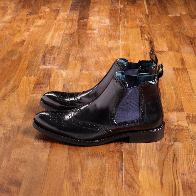 Vanger elegant and beautiful ‧ gentleman classic chersey boots Va181 gentleman black - รองเท้าบูธผู้ชาย - หนังแท้ สีดำ