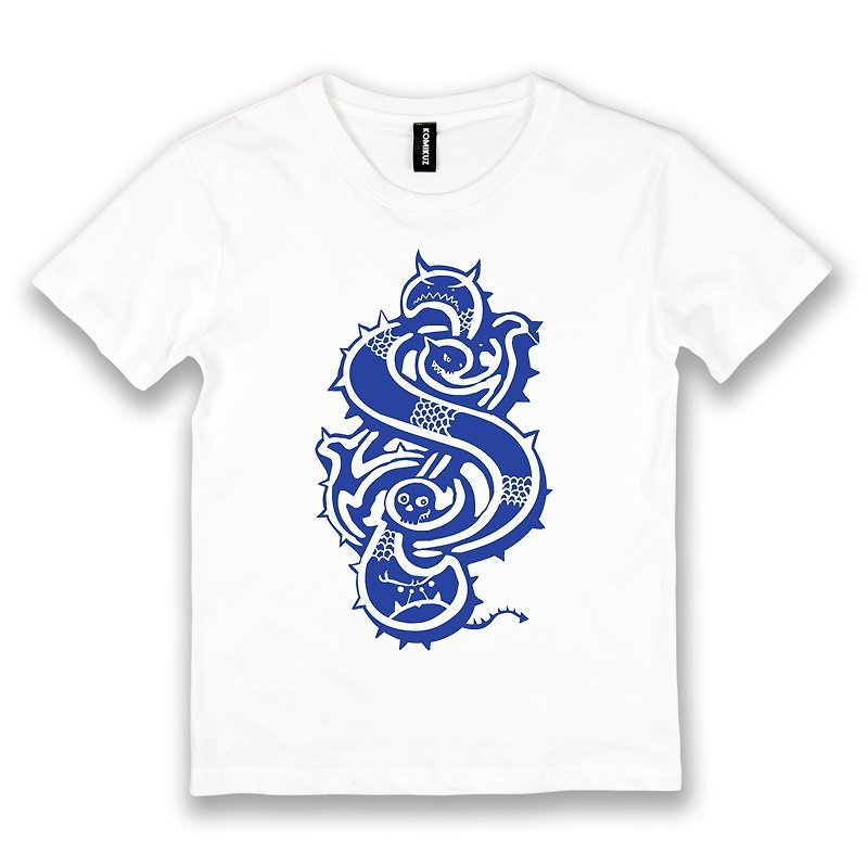 KOMIKUZ-Sea Monsters white printing TEE- - เสื้อยืดผู้หญิง - วัสดุอื่นๆ ขาว