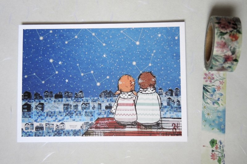 Postcard-look at the stars - การ์ด/โปสการ์ด - กระดาษ สีน้ำเงิน