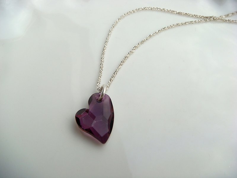 Swarovski. Heart shaped cut face amethyst. 925 sterling silver necklace - Necklaces - Other Metals Purple