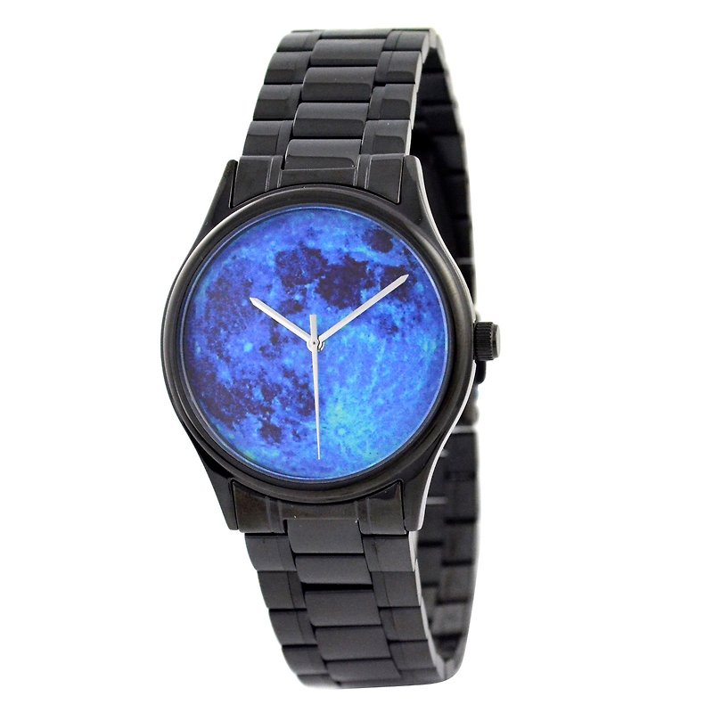 Moon Watch Blue black case with solid metal band - Free shipping worldwide - Women's Watches - Other Metals Blue