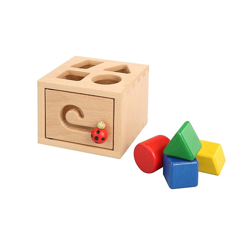 てんとう虫の幾何学の家の色の形の認知木のおもちゃ - 出産祝い用贈物 - 木製 