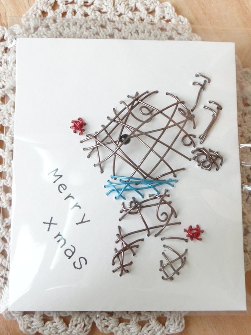 Super Tactile Aluminum Wire Three-dimensional Christmas Card~Merry Christmas with Milu Elk - การ์ด/โปสการ์ด - กระดาษ สีนำ้ตาล
