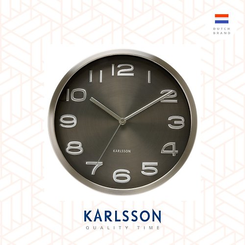Ur Lifestyle 荷蘭Karlsson, Wall clock 29cm Maxie steel black