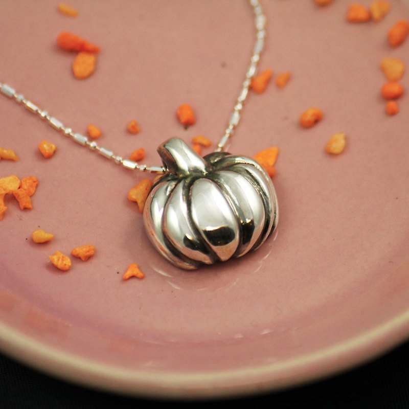 Fancy Moon* Honey Pumpkin‧Necklace‧925 Sterling Silver - Necklaces - Other Metals Orange