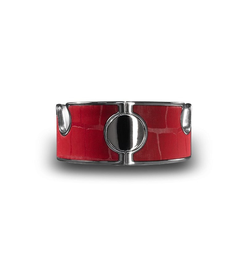 Navjack- The Croc Series-Crocodile Embossed Stainless Steel Mobile Phone Holder Bracelet-Bright Red - Bracelets - Other Metals Red