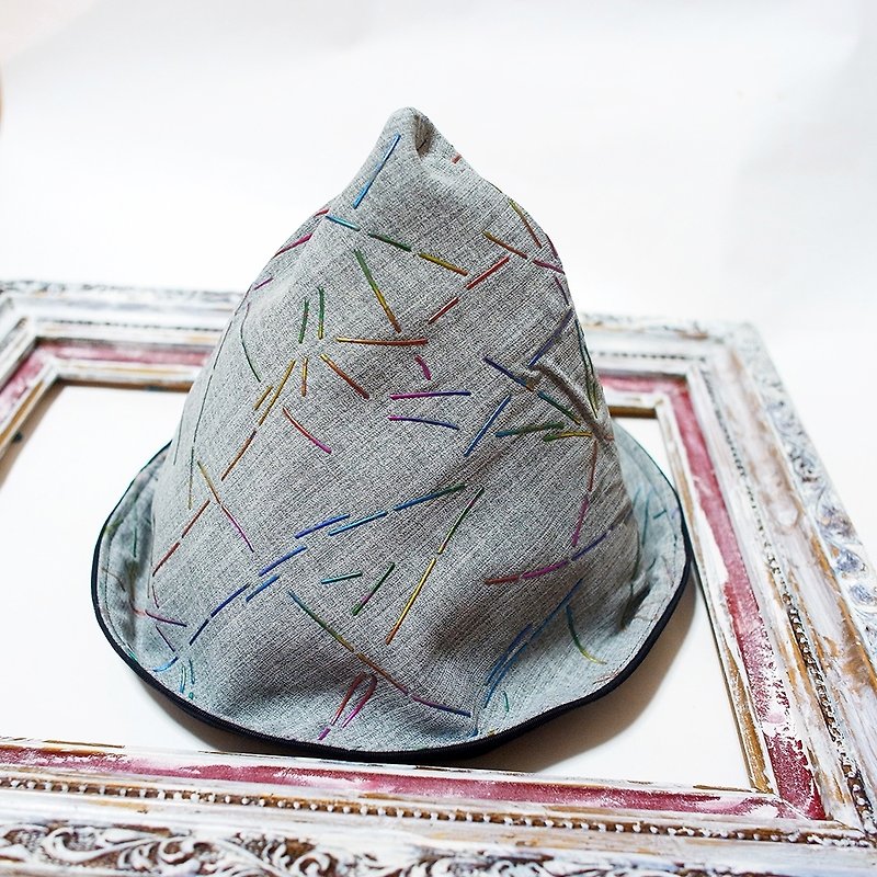 MERRYハート♥スス蛍光ラインの三角形の排他的デザインウィザードハット - 帽子 - その他の素材 グレー