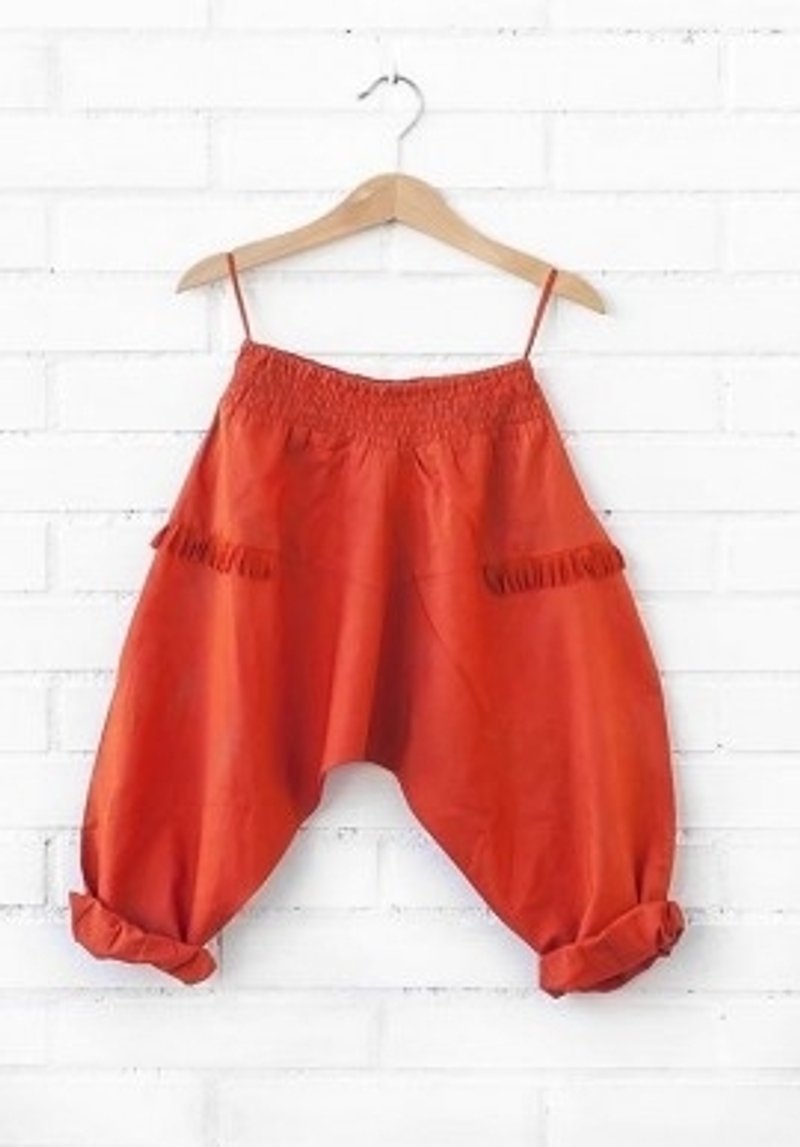 2014 spring and summer orange red wide pants - อื่นๆ - ผ้าฝ้าย/ผ้าลินิน สีแดง