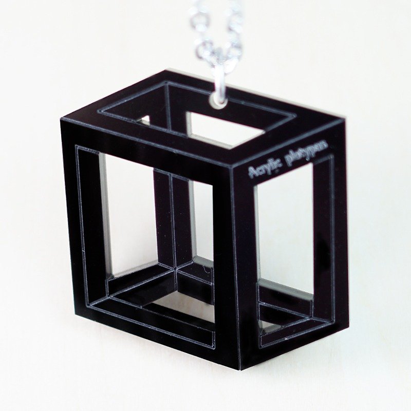 Lectra duck ▲ ▲ geometric cube necklace / keychain - สร้อยคอ - อะคริลิค สีดำ