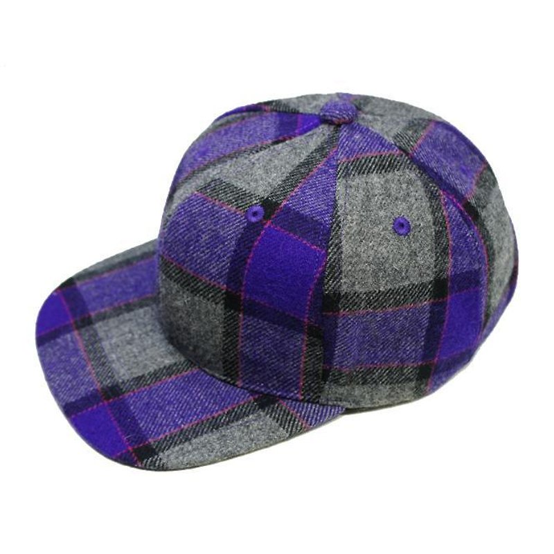 Stone'As 2014 A/W Collection Snapback / Scottish check wool hat baseball cap - Hats & Caps - Other Materials Purple