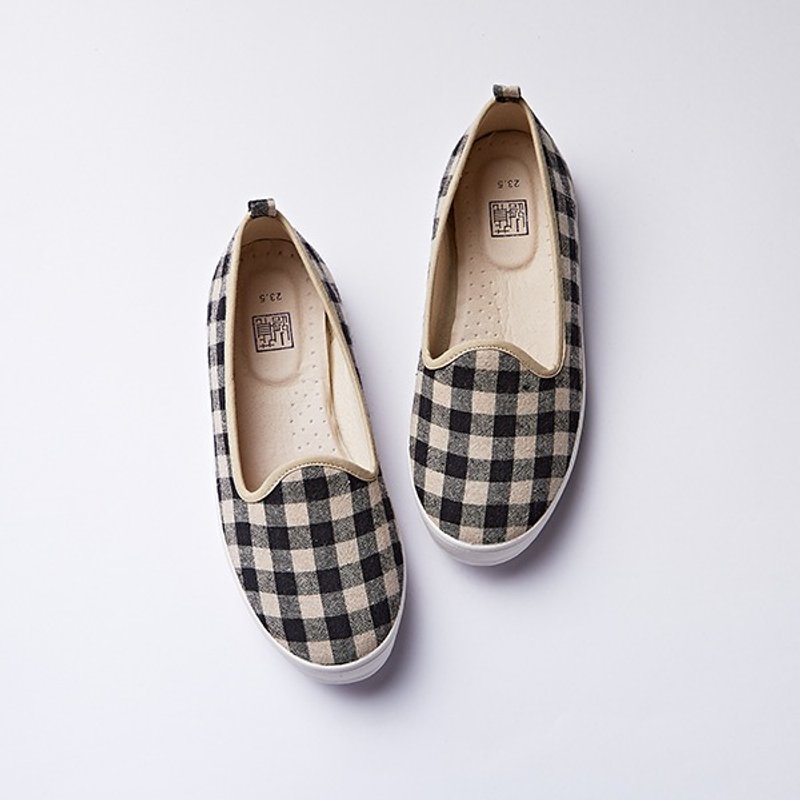 [Music] Black Plaid fabric Fu date / Classic Loafer / Kyoto control essential / flowers Recommended style / size 25 subscript District - รองเท้าลำลองผู้หญิง - วัสดุอื่นๆ สีดำ