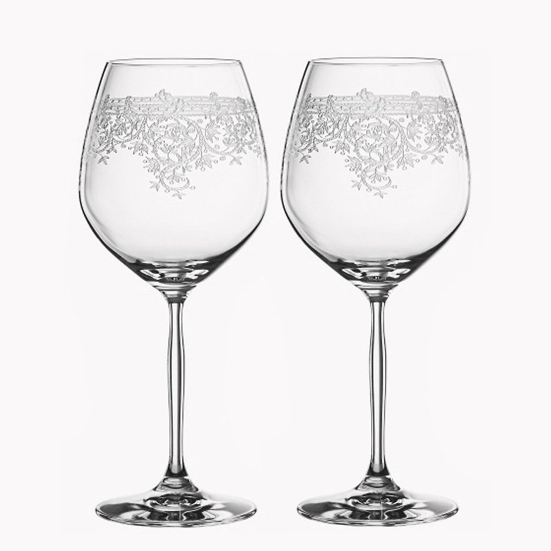 (price for one pair) 710cc [German SPIEGELAU Wedding] Retro Literary Platinum Crystal Pair of Cups - แก้วไวน์ - แก้ว ขาว