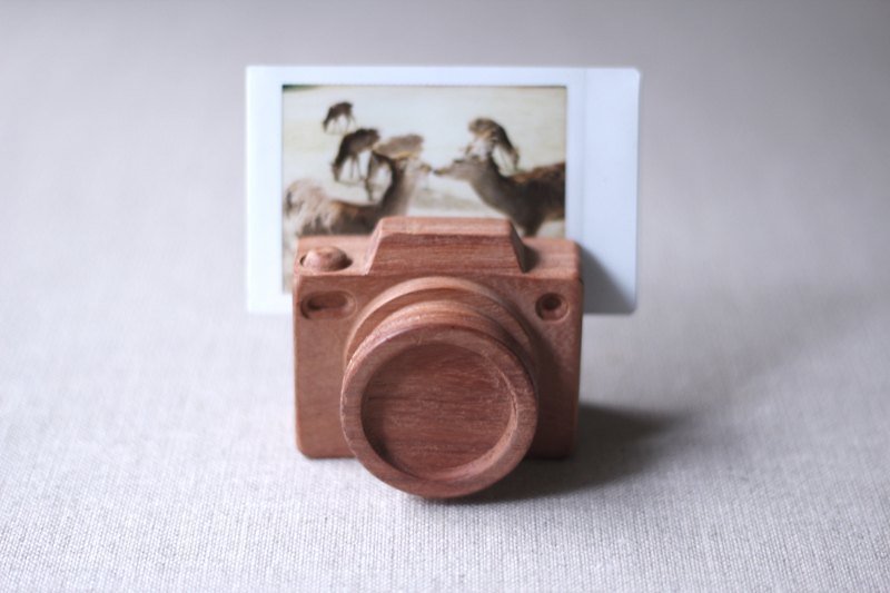 手工木製微型相機▣ 名片照片夾//原木色 - อัลบั้มรูป - ไม้ สีนำ้ตาล