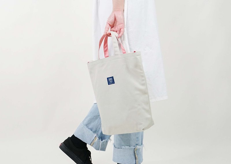 ::Bangstree:: two-colored reversible canvas bag -Gray+Pink - กระเป๋าแมสเซนเจอร์ - วัสดุอื่นๆ สีเทา