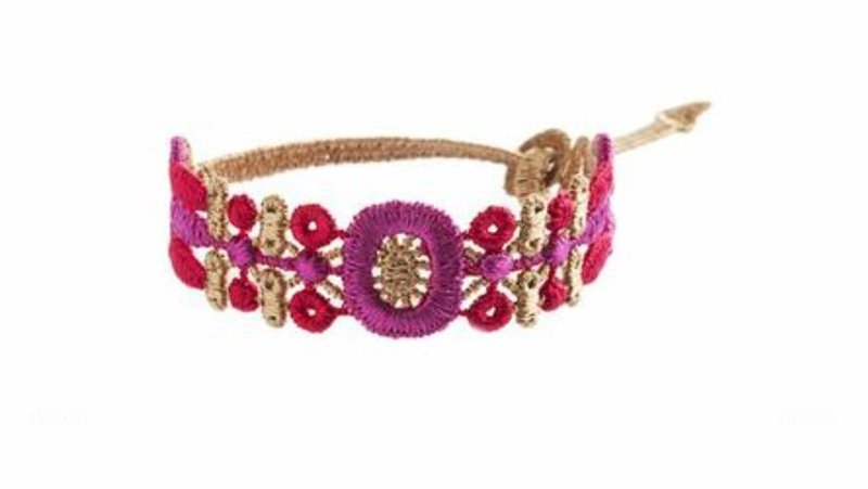 Missiu Lace Embroidered Bracelet - Flourishing Flowers Indien - สร้อยข้อมือ - งานปัก หลากหลายสี