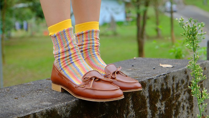 其他材質 襪子 黃色 - Moya 編織中筒襪 土耳其地圖紋