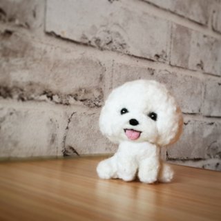 [Sheep music more X wool felt] cute bichon frise mobile phone strap key ring