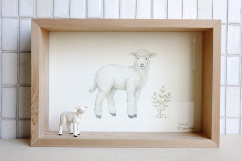 畫,動物 AnimalPaintingCollection 框飾--綿羊/小長方 - 裝飾/擺設  - 其他材質 卡其色