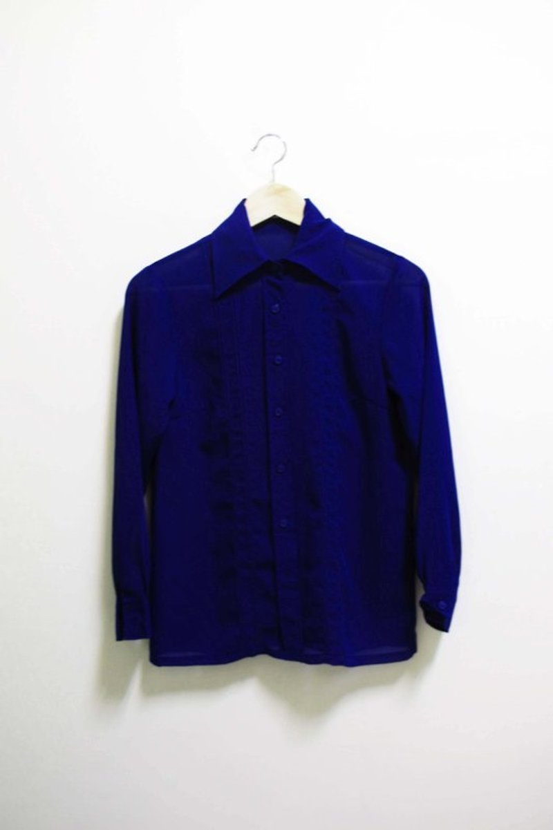【Wahr】布魯人雪紡襯衫 - 恤衫 - 其他材質 藍色