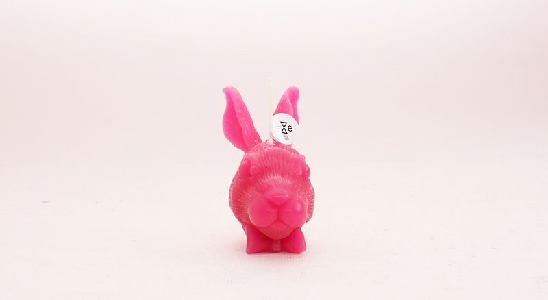 桃紅色兔子造型蠟燭 rabbit - 香氛蠟燭/燭台 - 蠟 紅色