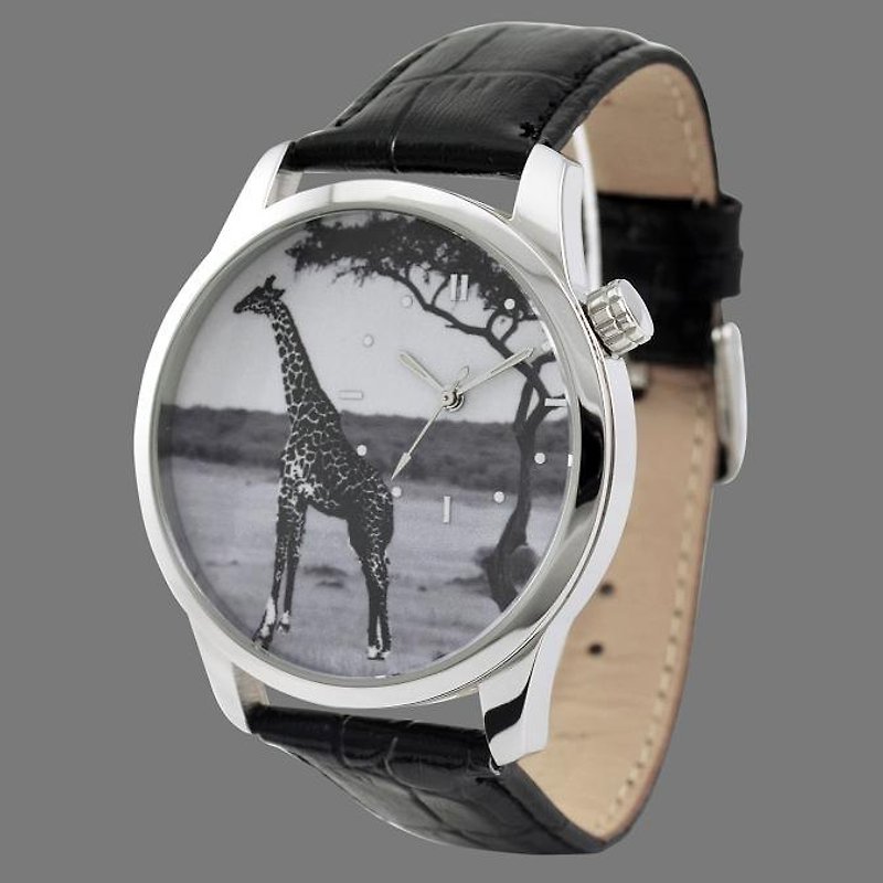 Giraffe Watch B/W Prairie - Women's Watches - Other Metals 