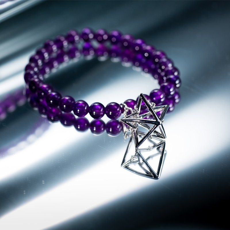 Amethyst Bracelet, February Birthstone Jewelry, Purple Buddha Bracelet for Mom - Bracelets - Crystal Purple