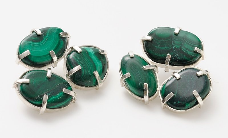 孔雀石 耳環 - 耳環/耳夾 - 其他金屬 綠色