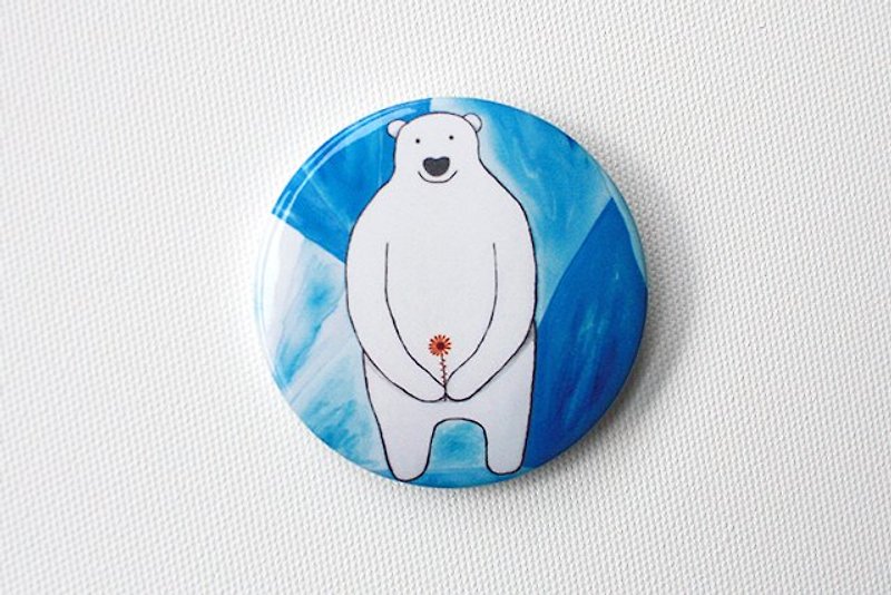 Kami插畫可愛別針-北極熊 - เข็มกลัด - วัสดุอื่นๆ สีน้ำเงิน