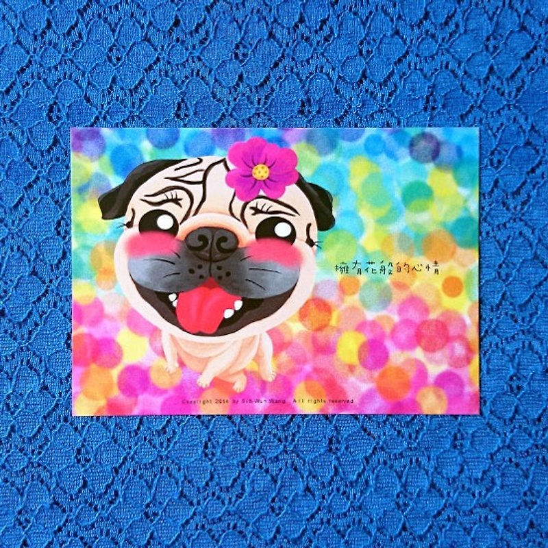Pug Postcard-Have a good day! - การ์ด/โปสการ์ด - กระดาษ ขาว