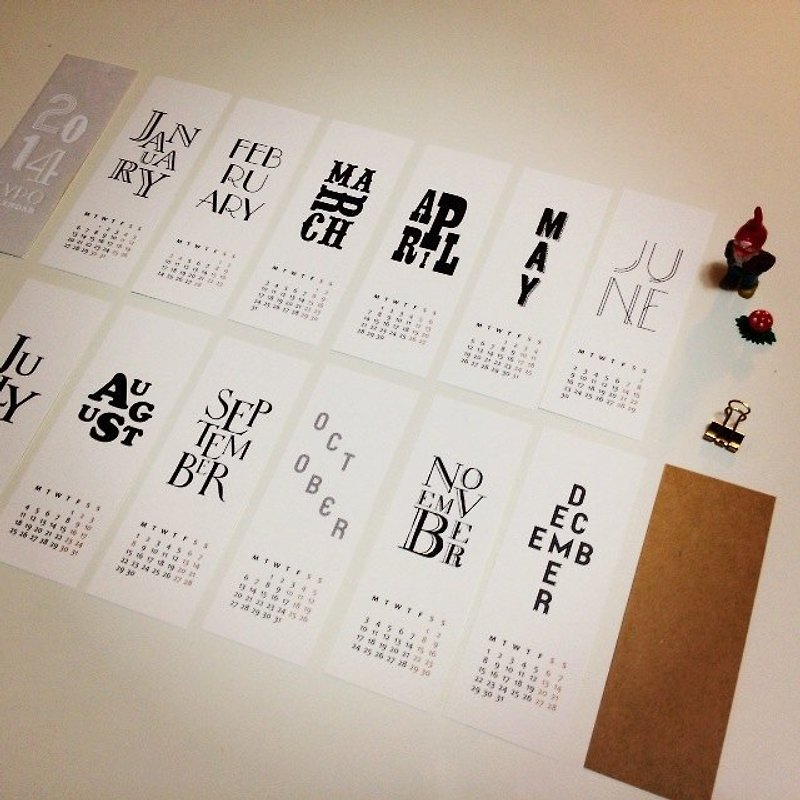 【PAPERWORK】紙本作業-2014字母小月曆 - สมุดบันทึก/สมุดปฏิทิน - กระดาษ ขาว
