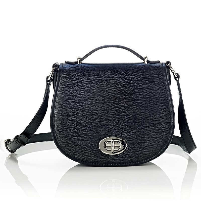 Design retro leather saddle bag - black (M) - [K + Studio] - Messenger Bags & Sling Bags - Genuine Leather Black
