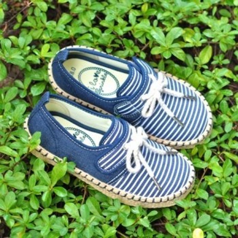 Chris小童藍白條紋休閒鞋 (零碼特價，僅接受退貨) - 童裝鞋 - 其他材質 藍色