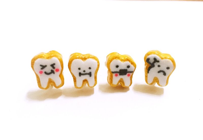 Baby tooth earring set (can change the ear clip-on) ((over 600 were sent mysterious little gift)) - ต่างหู - ดินเหนียว ขาว