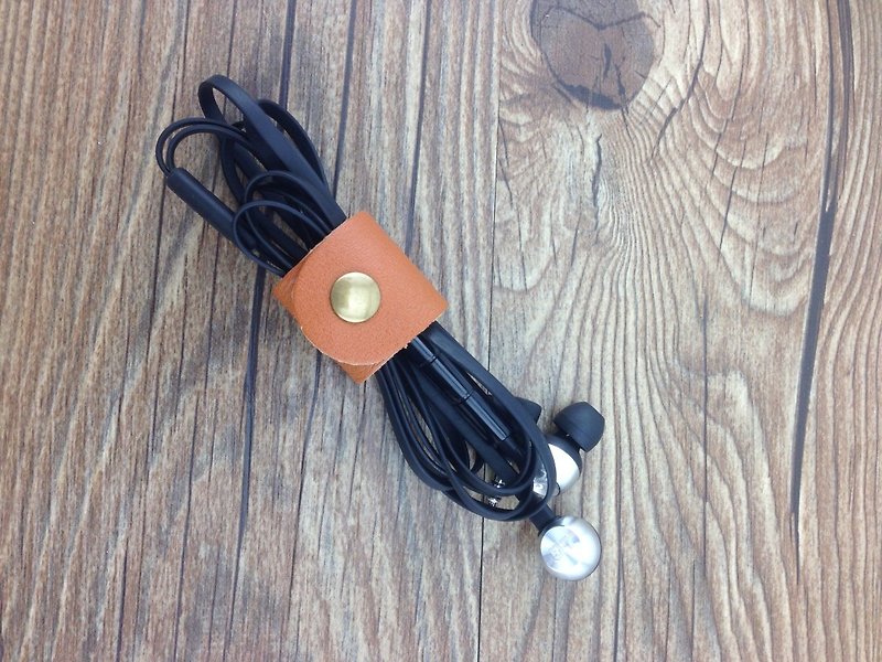 Buy 1 get 1 free hand-made cowhide data cable headphone cable storage belt bundle with five-color choice - ที่เก็บสายไฟ/สายหูฟัง - หนังแท้ 
